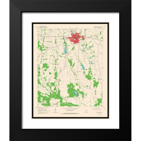 Clarksville Texas Quad - USGS 1964 Black Modern Wood Framed Art Print with Double Matting by USGS