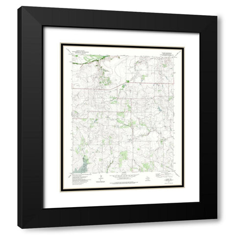 Clara Texas Quad - USGS 1972 Black Modern Wood Framed Art Print with Double Matting by USGS