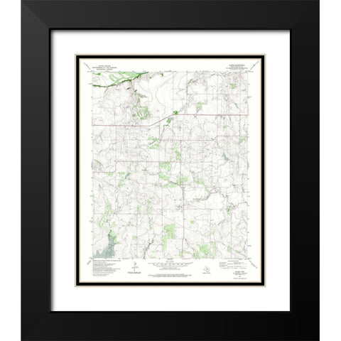 Clara Texas Quad - USGS 1972 Black Modern Wood Framed Art Print with Double Matting by USGS