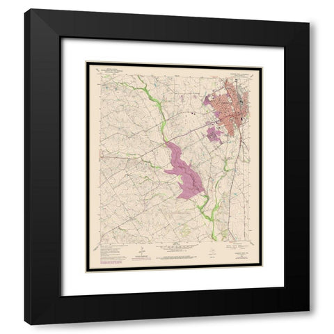 Cleburne West Texas Quad - USGS 1978 Black Modern Wood Framed Art Print with Double Matting by USGS