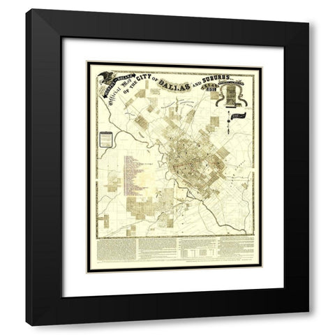 Dallas, Suburbs Texas Landowner - Murphy 1891 Black Modern Wood Framed Art Print with Double Matting by Murphy