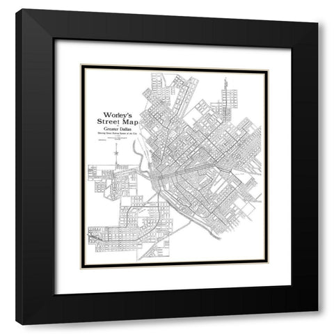 Dallas Texas - Worley 1909 Black Modern Wood Framed Art Print with Double Matting by Worley