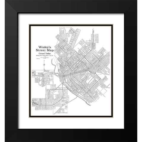 Dallas Texas - Worley 1909 Black Modern Wood Framed Art Print with Double Matting by Worley
