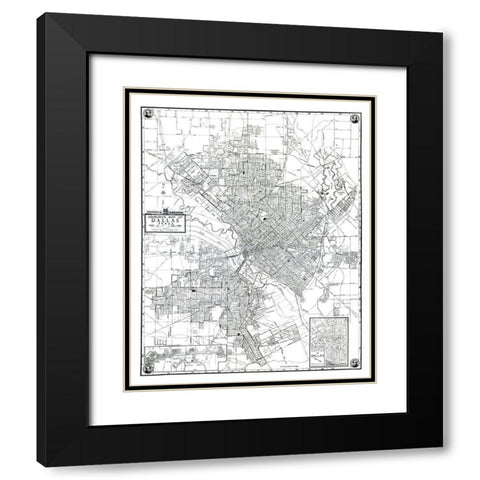 Dallas Texas - Ashburn 1942 Black Modern Wood Framed Art Print with Double Matting by Ashburn