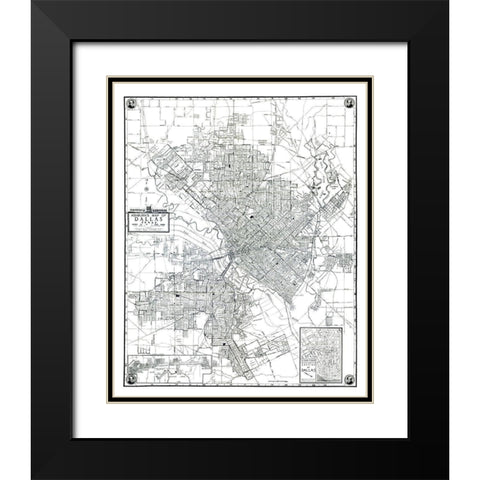 Dallas Texas - Ashburn 1942 Black Modern Wood Framed Art Print with Double Matting by Ashburn