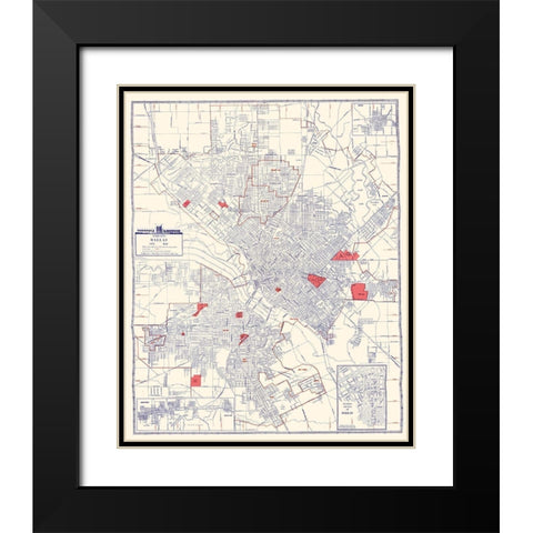 Dallas Texas - Ashburn 1947 Black Modern Wood Framed Art Print with Double Matting by Ashburn
