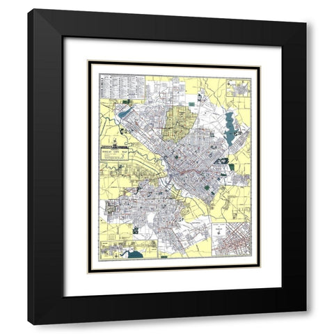 Dallas Texas - Ashburn 1948 Black Modern Wood Framed Art Print with Double Matting by Ashburn