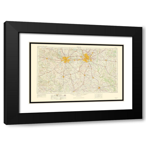 Dallas Texas Quad - USGS 1963 Black Modern Wood Framed Art Print with Double Matting by USGS