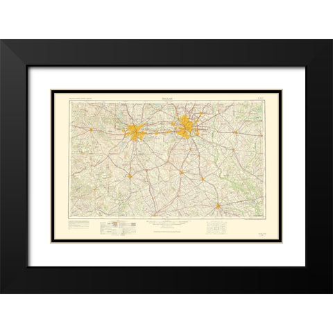 Dallas Texas Quad - USGS 1963 Black Modern Wood Framed Art Print with Double Matting by USGS