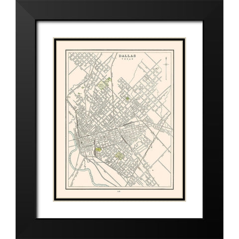 Dallas  Texas - Cram 1892 Black Modern Wood Framed Art Print with Double Matting by Cram