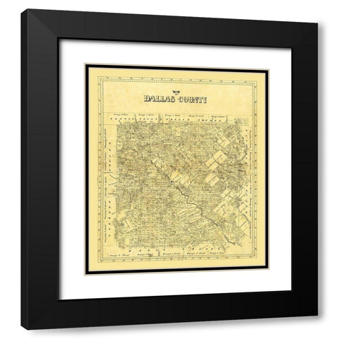 Dallas County Texas Black Modern Wood Framed Art Print with Double Matting by Unknown