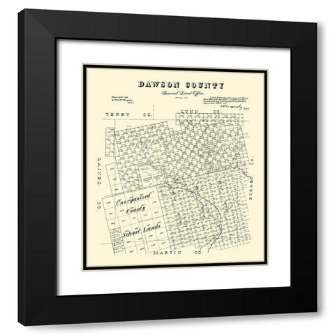 Dawson County Texas - McGaughey 1892 Black Modern Wood Framed Art Print with Double Matting by McGaughey