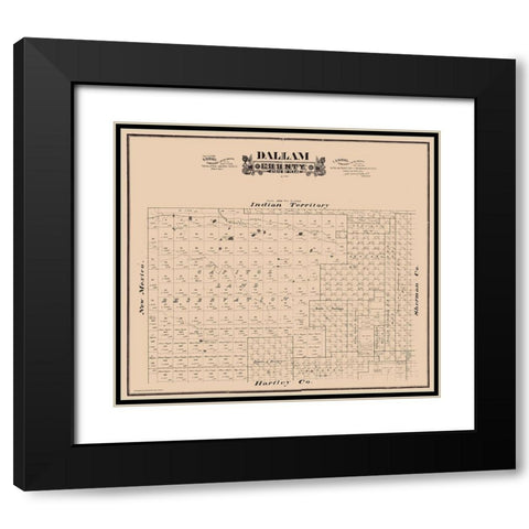Dallam County Texas - Hall 1888  Black Modern Wood Framed Art Print with Double Matting by Hall