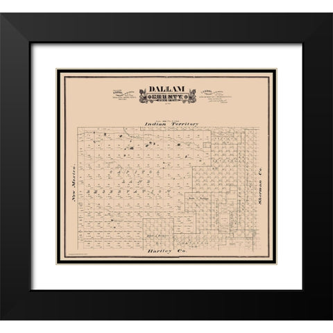 Dallam County Texas - Hall 1888  Black Modern Wood Framed Art Print with Double Matting by Hall