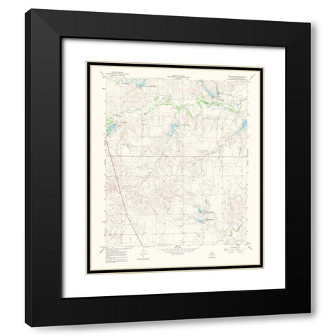 Dads Creek Texas Quad - USGS 1969 Black Modern Wood Framed Art Print with Double Matting by USGS