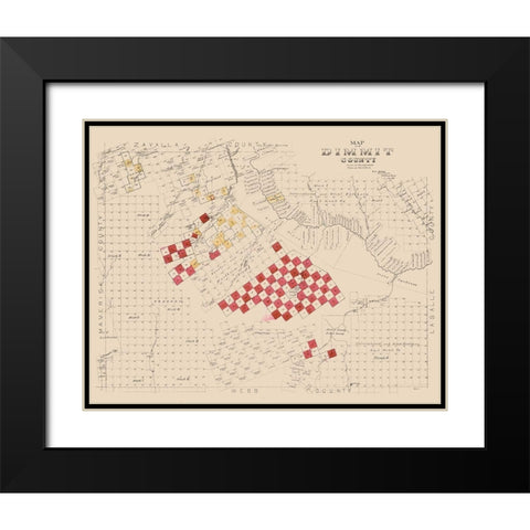 Dimmit County Texas -1897 Black Modern Wood Framed Art Print with Double Matting by Unknown