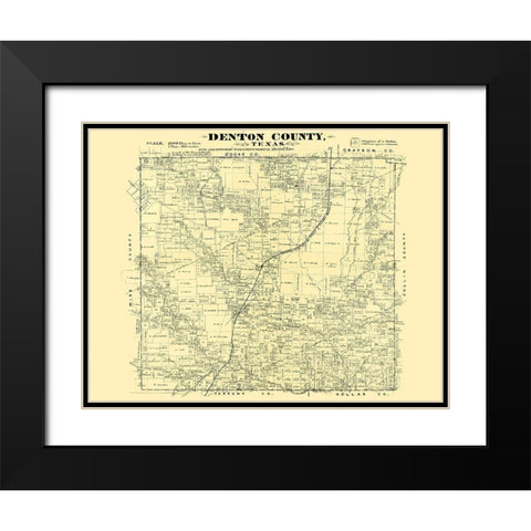 Denton Texas - Land Office 1878 Black Modern Wood Framed Art Print with Double Matting by Land Office