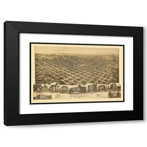 Denison Texas - Fowler 1891 Black Modern Wood Framed Art Print with Double Matting by Fowler