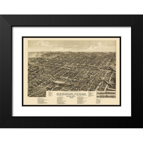 Denison Texas - Wellge 1886 Black Modern Wood Framed Art Print with Double Matting by Wellge