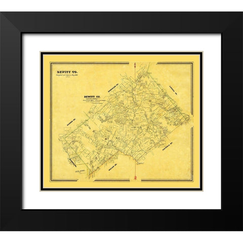 Dewitt County Texas - Arlitt 1870 Black Modern Wood Framed Art Print with Double Matting by Arlitt