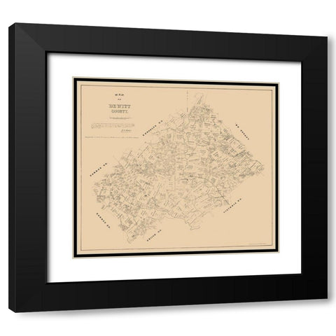 DeWitt County Texas - Walsh 1881  Black Modern Wood Framed Art Print with Double Matting by Walsh