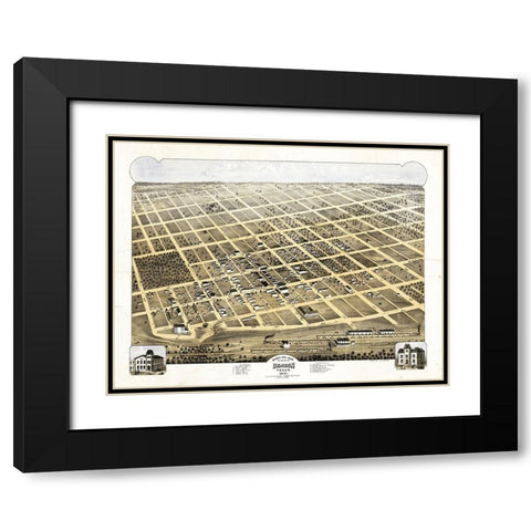 Denison Texas - Pearce 1873  Black Modern Wood Framed Art Print with Double Matting by Pearce