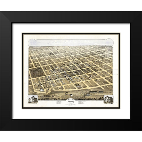 Denison Texas - Pearce 1873  Black Modern Wood Framed Art Print with Double Matting by Pearce