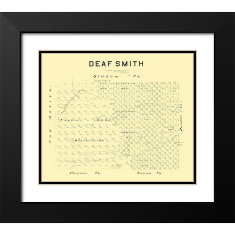 Deaf Smith County Texas - Hamilton 1887 Black Modern Wood Framed Art Print with Double Matting by Hamilton