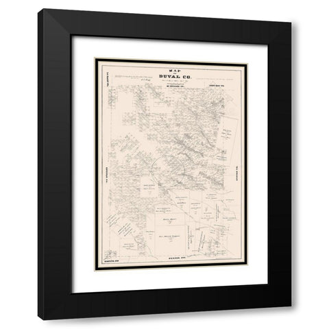 Duval County Texas - Walsh 1880  Black Modern Wood Framed Art Print with Double Matting by Walsh