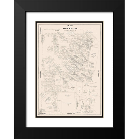 Duval County Texas - Walsh 1880  Black Modern Wood Framed Art Print with Double Matting by Walsh