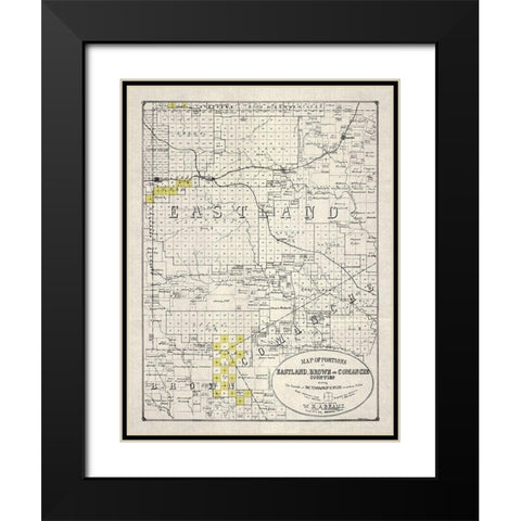 Eastland, Brown, Comanche County Texas -1890 Black Modern Wood Framed Art Print with Double Matting by Unknown