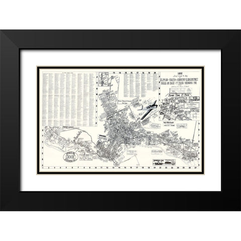 El Paso Texas Street Guide - Newman 1952 Black Modern Wood Framed Art Print with Double Matting by Newman