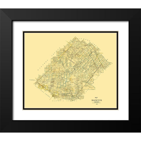 Fayette County Texas - Martin 1865 Black Modern Wood Framed Art Print with Double Matting by Martin