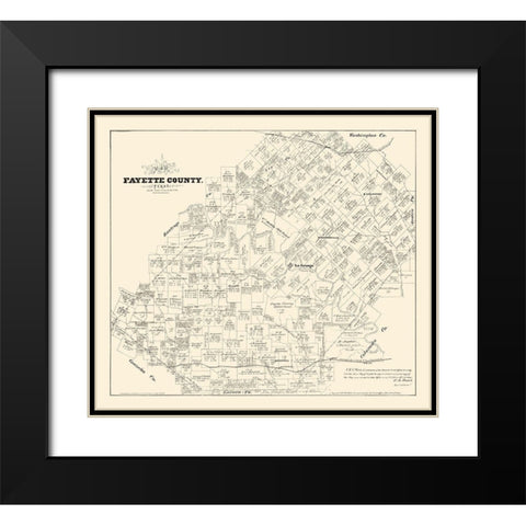 Fayette County Texas - Walsh 1879 Black Modern Wood Framed Art Print with Double Matting by Walsh