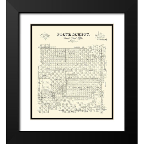 Floyd County Texas - McGaughey 1892 Black Modern Wood Framed Art Print with Double Matting by McGaughey