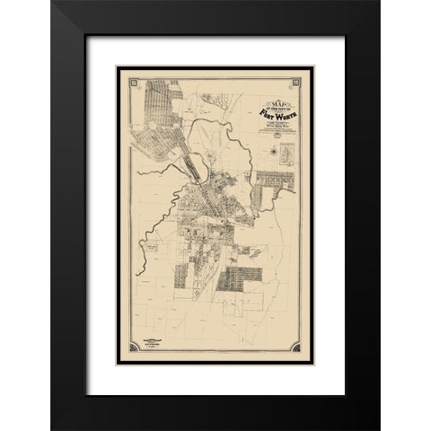Fort Worth Texas - King 1888 Black Modern Wood Framed Art Print with Double Matting by King