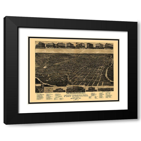 Fort Worth Texas - Beck 1885 Black Modern Wood Framed Art Print with Double Matting by Beck