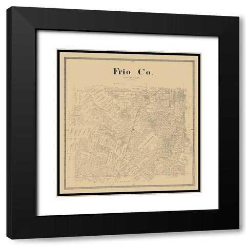 Frio County Texas - Beaumont 1893  Black Modern Wood Framed Art Print with Double Matting by Beaumont
