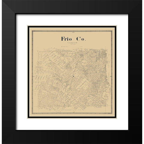 Frio County Texas - Beaumont 1893  Black Modern Wood Framed Art Print with Double Matting by Beaumont
