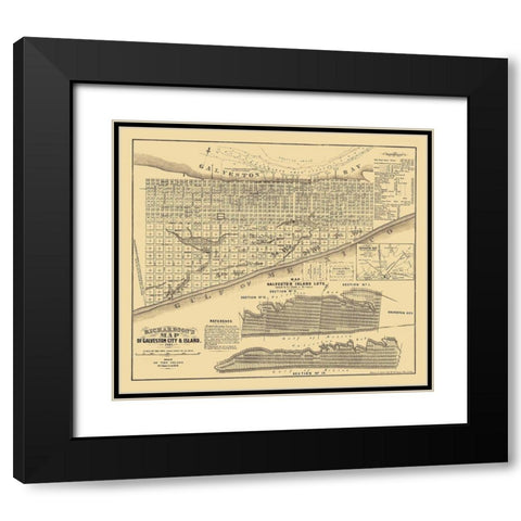Galveston Texas - Trimble 1867 Black Modern Wood Framed Art Print with Double Matting by Trimble