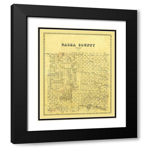 Garza County Texas - Stakemann 1879 Black Modern Wood Framed Art Print with Double Matting by Stakemann