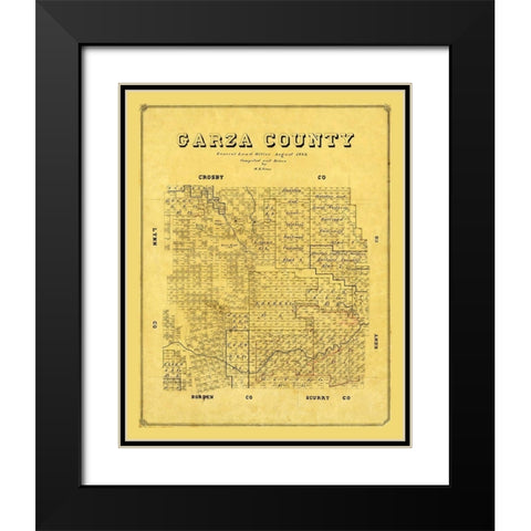 Garza County Texas - Groos 1889 Black Modern Wood Framed Art Print with Double Matting by Groos