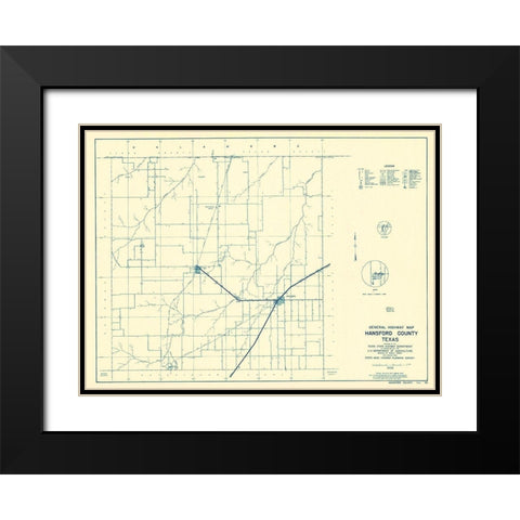 Hansford Texas - Highway Dept 1940 Black Modern Wood Framed Art Print with Double Matting by Highway Dept