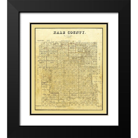 Hale County Texas - 1895 Black Modern Wood Framed Art Print with Double Matting by Unknown
