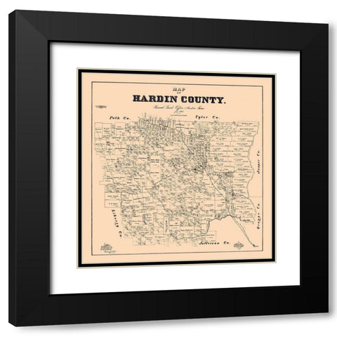 Hardin County Texas - Baker 1895 Black Modern Wood Framed Art Print with Double Matting by Baker