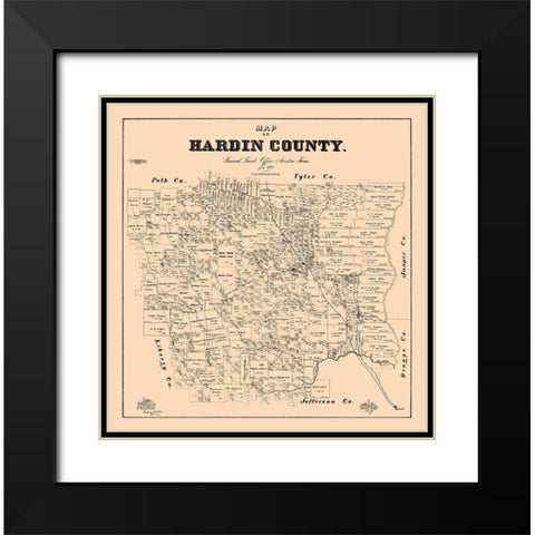 Hardin County Texas - Baker 1895 Black Modern Wood Framed Art Print with Double Matting by Baker