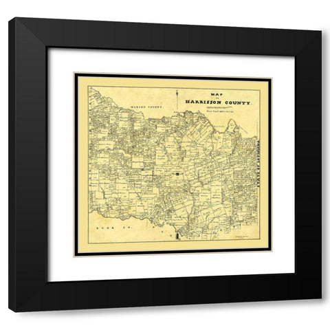 Harrison County Texas - 1871 Black Modern Wood Framed Art Print with Double Matting by Unknown
