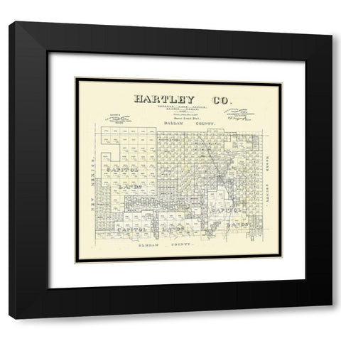 Hartley County Texas - McGaughey 1892 Black Modern Wood Framed Art Print with Double Matting by McGaughey