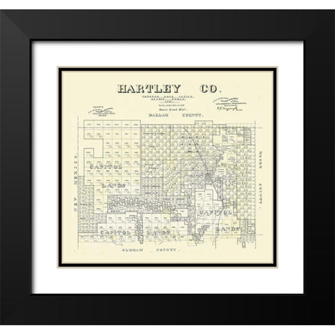 Hartley County Texas - McGaughey 1892 Black Modern Wood Framed Art Print with Double Matting by McGaughey