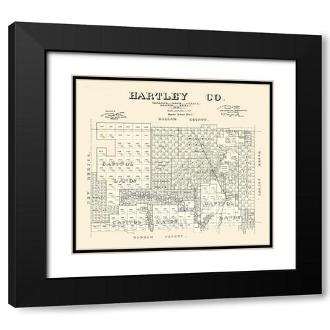 Hartley County Texas - McGaughey 1882 Black Modern Wood Framed Art Print with Double Matting by McGaughey